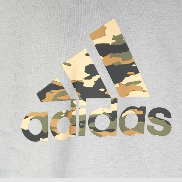 adidas Men's Essentials Camo Print Hoodie Sweatshirt Halo Blue Silver - Picture 4 of 11
